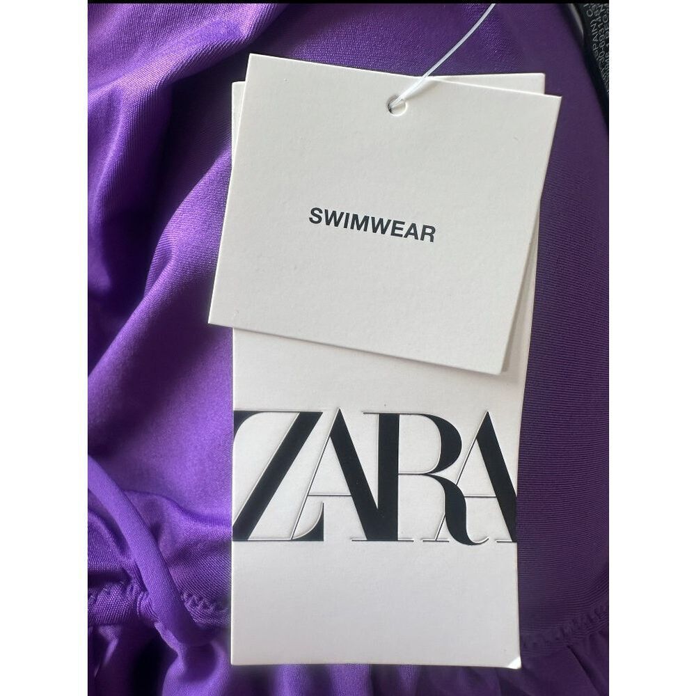 ZARA NWT Fashion Maxi Ruffle V Neck Purple Swimsuit Size S - Picture 6 of 8